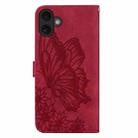For iPhone 17 Retro Skin Feel Butterflies Embossing Horizontal Flip Leather Phone Case(Red) - 3