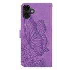 For iPhone 17 Retro Skin Feel Butterflies Embossing Horizontal Flip Leather Phone Case(Purple) - 3