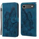 For iPhone 17 Air Retro Skin Feel Butterflies Embossing Horizontal Flip Leather Phone Case(Blue) - 1