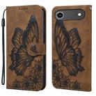 For iPhone 17 Air Retro Skin Feel Butterflies Embossing Horizontal Flip Leather Phone Case(Brown) - 1