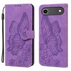 For iPhone 17 Air Retro Skin Feel Butterflies Embossing Horizontal Flip Leather Phone Case(Purple) - 1