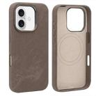 For iPhone 16 VIETAO Retro Denim Texture PU Leather MagSafe Phone Case(Brown) - 1