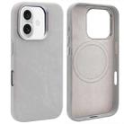 For iPhone 16 VIETAO Retro Denim Texture PU Leather MagSafe Phone Case(Silver Grey) - 1