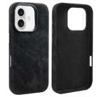 For iPhone 16 VIETAO Retro Denim Texture PU Leather MagSafe Phone Case(Black) - 1