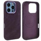 For iPhone 15 Pro Max VIETAO Retro Denim Texture PU Leather MagSafe Phone Case(Dark Purple) - 1