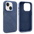 For iPhone 13 VIETAO Retro Denim Texture PU Leather MagSafe Phone Case(Dark Blue) - 1