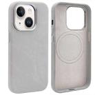 For iPhone 13 VIETAO Retro Denim Texture PU Leather MagSafe Phone Case(Silver Grey) - 1