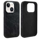 For iPhone 13 VIETAO Retro Denim Texture PU Leather MagSafe Phone Case(Black) - 1