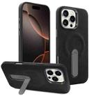 For iPhone 16 Pro Max VIETAO Suede MagSafe PU Leather Phone Case with Holder(Black) - 1