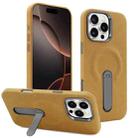For iPhone 16 Pro VIETAO Suede MagSafe PU Leather Phone Case with Holder(Light Brown) - 1