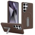 For Samsung Galaxy S24 Ultra 5G VIETAO Suede MagSafe PU Leather Phone Case with Holder(Coffee Brown) - 1