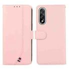 For OnePlus Nord 5 ABEEL Delicate Texture Splicing RFID Leather Phone Case(Pink) - 1
