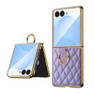 For Samsung Galaxy Z Flip7 VIETAO Diamond Pattern Metal Ring PU Leather Phone Case(Purple) - 1