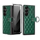 For Samsung Galaxy Z Fold7 VIETAO Diamond Pattern Metal Ring PU Leather Phone Case(Dark Green) - 1
