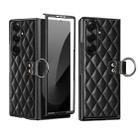 For Samsung Galaxy Z Fold7 VIETAO Diamond Pattern Metal Ring PU Leather Phone Case(Black) - 1