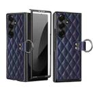 For Samsung Galaxy Z Fold7 VIETAO Diamond Pattern Metal Ring PU Leather Phone Case(Blue) - 1