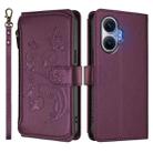 For Redmi Turbo 4 Pro / Xiaomi Poco F7 Butterfly Love Flower Multi-card Zipper Wallet Leather Phone Case(Dark Purple) - 2
