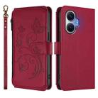 For Redmi Turbo 4 Pro / Xiaomi Poco F7 Butterfly Love Flower Multi-card Zipper Wallet Leather Phone Case(Wine Red) - 2