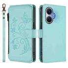 For Redmi Turbo 4 Pro / Xiaomi Poco F7 Butterfly Love Flower Multi-card Zipper Wallet Leather Phone Case(Mint Green) - 2