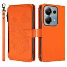 For Redmi Note 14S 4G / Note 13 Pro 4G Butterfly Love Flower Multi-card Zipper Wallet Leather Phone Case(Orange) - 2