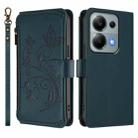 For Redmi Note 14S 4G / Note 13 Pro 4G Butterfly Love Flower Multi-card Zipper Wallet Leather Phone Case(Dark Green) - 2