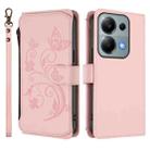 For Redmi Note 14S 4G / Note 13 Pro 4G Butterfly Love Flower Multi-card Zipper Wallet Leather Phone Case(Pink) - 2