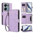 For Redmi Note 14S 4G / Note 13 Pro 4G Butterfly Love Flower Multi-card Zipper Wallet Leather Phone Case(Light Purple) - 1