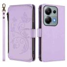 For Redmi Note 14S 4G / Note 13 Pro 4G Butterfly Love Flower Multi-card Zipper Wallet Leather Phone Case(Light Purple) - 2