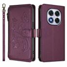 For Redmi Note 14 Pro 5G / Note 14 Pro+ 5G Butterfly Love Flower Multi-card Zipper Wallet Leather Phone Case(Dark Purple) - 2