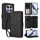For Redmi Note 14 Pro 5G / Note 14 Pro+ 5G Butterfly Love Flower Multi-card Zipper Wallet Leather Phone Case(Black) - 1