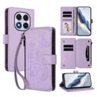 For Redmi Note 14 Pro 5G / Note 14 Pro+ 5G Butterfly Love Flower Multi-card Zipper Wallet Leather Phone Case(Light Purple) - 1