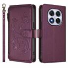 For Redmi Note 14 Pro 4G Butterfly Love Flower Multi-card Zipper Wallet Leather Phone Case(Dark Purple) - 2