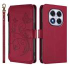 For Redmi Note 14 Pro 4G Butterfly Love Flower Multi-card Zipper Wallet Leather Phone Case(Wine Red) - 2