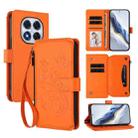 For Redmi Note 14 Pro 4G Butterfly Love Flower Multi-card Zipper Wallet Leather Phone Case(Orange) - 1