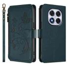 For Redmi Note 14 Pro 4G Butterfly Love Flower Multi-card Zipper Wallet Leather Phone Case(Dark Green) - 2