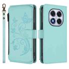 For Redmi Note 14 Pro 4G Butterfly Love Flower Multi-card Zipper Wallet Leather Phone Case(Mint Green) - 2