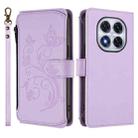 For Redmi Note 14 Pro 4G Butterfly Love Flower Multi-card Zipper Wallet Leather Phone Case(Light Purple) - 2