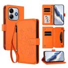For Redmi Note 14 5G / Xiaomi Poco M7 Pro 5G Butterfly Love Flower Multi-card Zipper Wallet Leather Phone Case(Orange) - 1