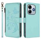 For Redmi Note 14 5G / Xiaomi Poco M7 Pro 5G Butterfly Love Flower Multi-card Zipper Wallet Leather Phone Case(Mint Green) - 2