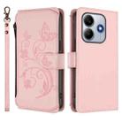For Redmi Note 14 4G 164.84mm Butterfly Love Flower Multi-card Zipper Wallet Leather Phone Case(Pink) - 2