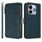 For Redmi Note 14 4G 163.25mm Butterfly Love Flower Multi-card Zipper Wallet Leather Phone Case(Dark Green) - 2