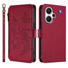 For Redmi Note 13 Pro+ Butterfly Love Flower Multi-card Zipper Wallet Leather Phone Case(Wine Red) - 2