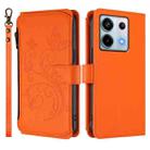 For Redmi Note 13 Pro 5G / Xiaomi Poco X6 Butterfly Love Flower Multi-card Zipper Wallet Leather Phone Case(Orange) - 2