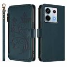 For Redmi Note 13 Pro 5G / Xiaomi Poco X6 Butterfly Love Flower Multi-card Zipper Wallet Leather Phone Case(Dark Green) - 2