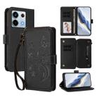 For Redmi Note 13 Pro 5G / Xiaomi Poco X6 Butterfly Love Flower Multi-card Zipper Wallet Leather Phone Case(Black) - 1