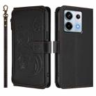 For Redmi Note 13 Pro 5G / Xiaomi Poco X6 Butterfly Love Flower Multi-card Zipper Wallet Leather Phone Case(Black) - 2