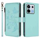 For Redmi Note 13 Pro 5G / Xiaomi Poco X6 Butterfly Love Flower Multi-card Zipper Wallet Leather Phone Case(Mint Green) - 2