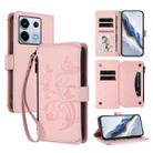 For Redmi Note 13 Pro 5G / Xiaomi Poco X6 Butterfly Love Flower Multi-card Zipper Wallet Leather Phone Case(Pink) - 1