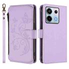 For Redmi Note 13 Pro 5G / Xiaomi Poco X6 Butterfly Love Flower Multi-card Zipper Wallet Leather Phone Case(Light Purple) - 2