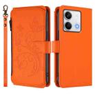 For Redmi Note 13 5G Butterfly Love Flower Multi-card Zipper Wallet Leather Phone Case(Orange) - 2